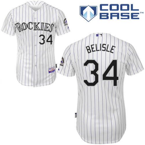 Matt Belisle #34 MLB Jersey-Colorado Rockies Men's Authentic Home White Cool Base Baseball Jersey